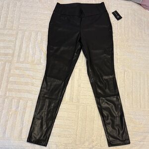 NWT INC International Concepts Black faux Leggings, high rise